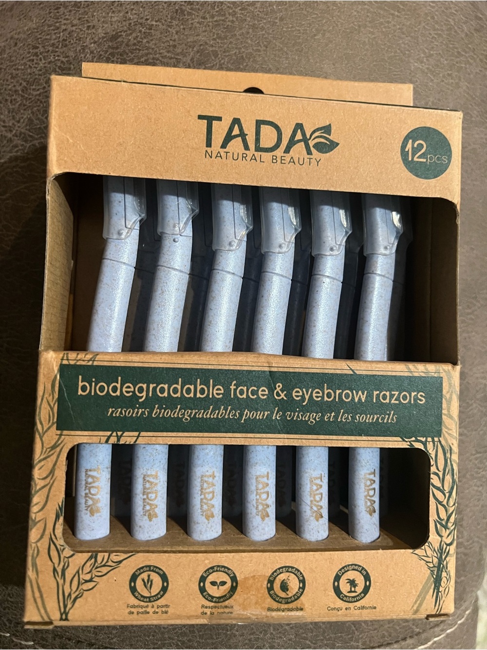 Ada biodegradable face & eyebrow razors - light gray (12 pcs)